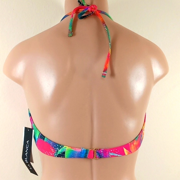 NEW LA BLANCA Bikini Top Swimwear Bandeau 14 Vacation Multi-color - Picture 2 of 5